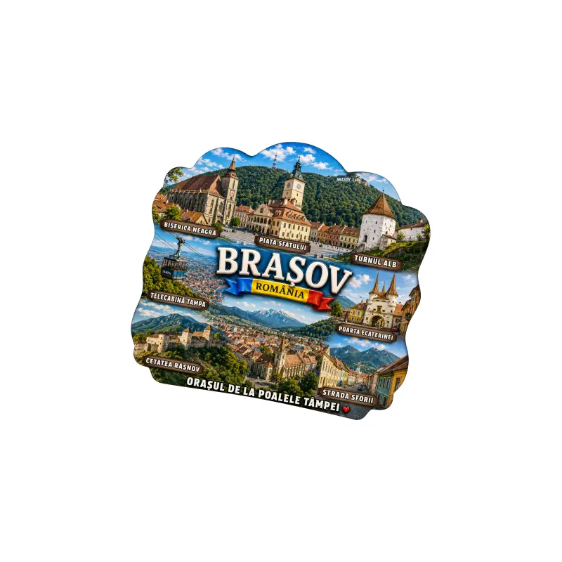 Mgs233- brasov, romania magnet din lemn, model mgs233